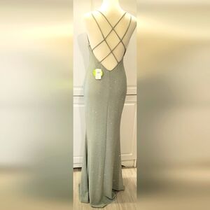 Windsor Dress Full Length Sparkly Sage Green Special Occasion, M, L